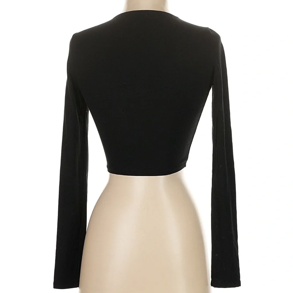 Reformation cut out front pearl black long sleeve going out party blouse XS